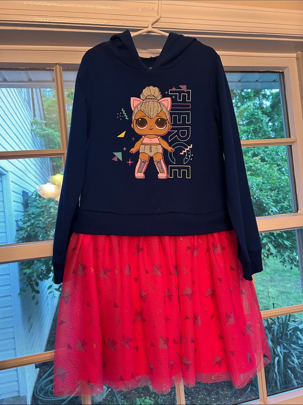 L.O.L. Surprise! Navy Hoodie Dress with Bright Pink Tulle Skirt - Fierce Graphic